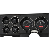 1973-87 Chevy Pickup/1973-91 Chevy Blazer/GMC Jimmy/Suburbans MHX Instruments (Metric) Black Alloy Face, Red Display