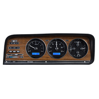 1973-85 Jeep Wagoneer/Cherokee & J Trucks MHX Instruments (Metric) Black Alloy Face, Blue Display