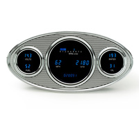 3 Hole RetroTech Digital Instrument Panel - without Wings, Blue Display, KPH