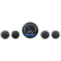 Universal Five Gauge Round VHX Instrument in MPH - Black Alloy Face, Blue Display