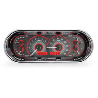 Universal 4.4" x 11.4" Rounded Rectangle Gauge Cluster - Carbon Fibre Face, Red Display