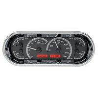 Universal 4.4" x 11.4" Rounded Rectangle Gauge Cluster - Black Alloy Face, Red Display