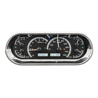 Universal 4.4" x 11.4" Rounded Rectangle Gauge Cluster - Black Alloy Face, White Display