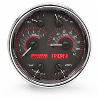 Universal Single 7" Round VHX Gauge - Carbon Fibre Face, Red Display