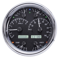 Universal Single 7" Round VHX Gauge - Black Alloy Face, White Display