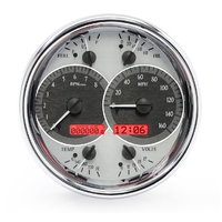 Universal Single 7" Round VHX Gauge - Silver Alloy Face, Red Display