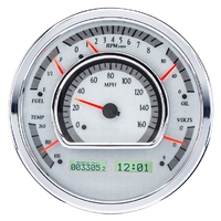 Universal Multi-Level 7.28" Round VHX Analog Gauge - Silver Alloy Face, White Display