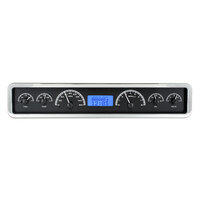 Universal 3.75" x 19.5" Rectangle VHX Analog Gauge Panel - Black Alloy Face, Blue Display