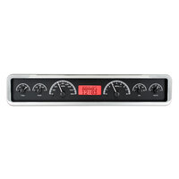 Universal 3.75" x 19.5" Rectangle VHX Analog Gauge Panel - Black Alloy Face, Red Display