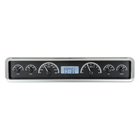 Universal 3.75" x 19.5" Rectangle VHX Analog Gauge Panel - Black Alloy Face, White Display