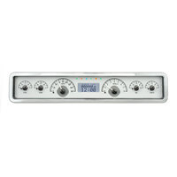 Universal 3.75" x 19.5" Rectangle VHX Analog Gauge Panel - Silver Alloy Face, White Display