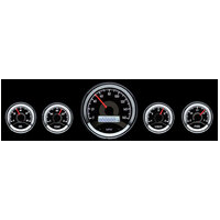 Universal 5 Round Gauge Kit - Black Alloy Face, White Display