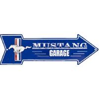 Metal Embossed MUSTANG GARAGE Arrow Sign