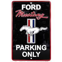 Metal Embossed Ford Mustang Parking Only Sign - Black