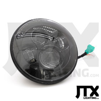 Semi Sealed Beam Headlight 7" Reflector Clear Lens H4 LED - Black