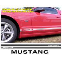 Mustang Lower Rocker Side "Mustang" Style 1 Stripe Set (Approx 24" x 80" Long) Black