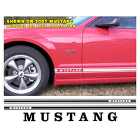 Mustang Lower Rocker Side "Mustang" Style 2 Stripe Set (Approx 24" x 80" Long) Black