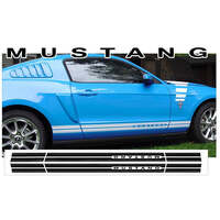 2010-14 Mustang 6pc Lower Rocker Side Stripe Kit w/ Mustang Name Cut In - Antique White