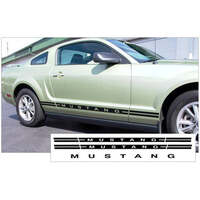 2005-06 Mustang Lower Rocker - Solid Style - Side Stripe Kit w/ 'Mustang' Designation - Antique White