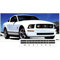 2005-09 Mustang Lower Rocker Side Stripe w/ Pinstripe Style Kit & 'Mustang' Designation - Antique White