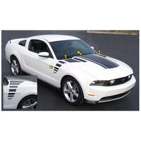 2010-12 Mustang Triple Hood Bulge Stripe w/ Faders - Black