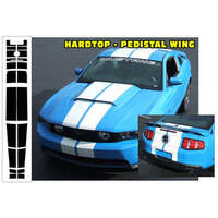 2010-12 Mustang Hardtop Dual Hood Lemans Stripe Kit (Pedestal Wing - Hood Scoop Model Only) Antique White