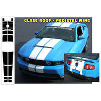 2010-12 Mustang Glass Roof Dual Hood Lemans Stripe Kit (Pedestal Wing - Hood Scoop Model Only) Black