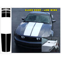 2010-12 Mustang Lemans Glass Top Racing Stripe Decal Kit (Low Wing) Black