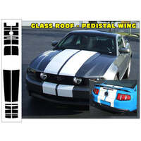 2010-12 Mustang Glass Roof Dual Hood Lemans Stripe Kit (Pedestal Wing - No Scoop Model Only) Antique White