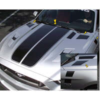 2015 -17 Mustang Dual Hood Stripes w/ Pinstripe & Faders - Antique White