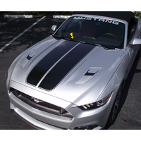 2015 -17 Mustang Dual Hood Stripes w/ Pinstripe - Gloss Black