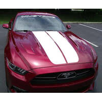 2015 -17 Mustang Dual Hood Solid Style Stripes - Antique White