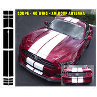 2015 -17 Mustang Coupe 10" Lemans Straight Dual Racing Stripes (No Wing/XM Antenna) Antique White