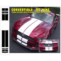 2015 -17 Mustang Convertible 10" Lemans Straight Dual Racing Stripes (No Wing) Antique White