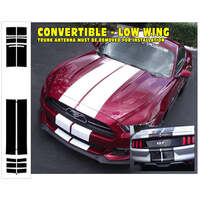 2015 -17 Mustang Convertible 10" Lemans Straight Dual Racing Stripes (Low Wing) Antique White