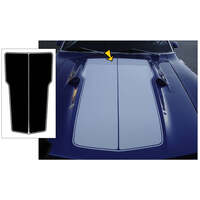 1972 Maverick Grabber Twin Scoop Hood Decal w/ Pinstripe Around - Black