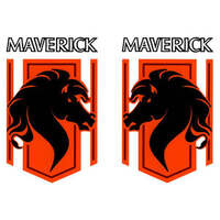 1976 Maverick Stallion Die Cut Fender Decal Set - Black/Orange/Red