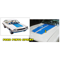 1972 Ford Pinto Sprint Dual Hood Stripe Kit - Blue w/ Red Pinstripe Like Factory