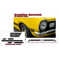 1973-76 Ford Maverick 302-V8 Brazilian Side Stripe Kit - Gloss Black