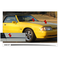 1987-93 Mustang GT Hood Cowl Style 2 Decal Set (Designation Only) Black