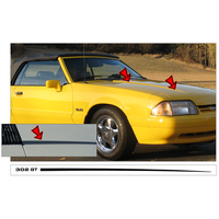 1987-93 Mustang GT Hood Cowl Style 2 Decal Set (Designation Only) Silver Metallic