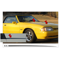 1987-93 Mustang '50L' Designation Style 2 Hood Cowl Stripe Kit (Single Stripe) Black