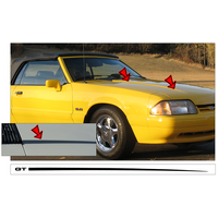 1987-93 Mustang GT Designation Style 2 Hood Cowl Stripe Kit (Single Stripe) White