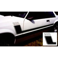 1979-93 Mustang Boss Style Side Stripes w/ 302 Designation -Silver Metallic