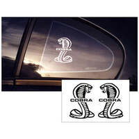 Cobra Side Window Snake Decal Set w/ Cobra Name Cut In Decal - Black