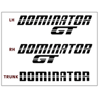 Dominator Decal Set - Does Both Fenders & Trunk Lid - Reflective Black