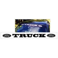 Ford Truck Windshield Decal w/ Ford Logos On Both Sides (27 Tall x 40 Long) Blue