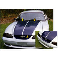 1994-98 Mustang 3pc Dual Wide Hood Stripes Kit - Black