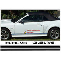 Mustang Lower Rocker Side Stripe Kit w/ '38L V6' Designation - White