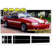 1987-93 Mustang Saac Hatchback w/ LX Flat Spoiler 14pc Dual Lemans Custom Stripe Kit - Black